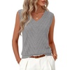 Womens Summer Sleeveless Eyelet Tank Top V Neck Lightweight Sweater Vest | 2026, Knitted, Business Casual, Stretchable, Ribbed, Relaxed, Breathable, Dressy Blouse Shirts, Layering, Fall Outfit Clothes(Gray)