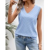 Womens Summer Sleeveless Eyelet Tank Top V Neck Lightweight Sweater Vest | 2026, Knitted, Business Casual, Stretchable, Ribbed, Relaxed, Breathable, Dressy Blouse Shirts, Layering, Fall Outfit Clothes(Lightblue)