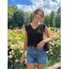 Womens Summer Sleeveless Eyelet Tank Top V Neck Lightweight Sweater Vest | 2026, Knitted, Business Casual, Stretchable, Ribbed, Relaxed, Breathable, Dressy Blouse Shirts, Layering, Fall Outfit Clothes(Black)