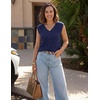 Womens Summer Sleeveless Eyelet Tank Top V Neck Lightweight Sweater Vest | 2026, Knitted, Business Casual, Stretchable, Ribbed, Relaxed, Breathable, Dressy Blouse Shirts, Layering, Fall Outfit Clothes(Navy)