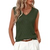 Womens Summer Sleeveless Eyelet Tank Top V Neck Lightweight Sweater Vest | 2026, Knitted, Business Casual, Stretchable, Ribbed, Relaxed, Breathable, Dressy Blouse Shirts, Layering, Fall Outfit Clothes(Army Green)
