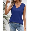 Womens Summer Sleeveless Eyelet Tank Top V Neck Lightweight Sweater Vest | 2026, Knitted, Business Casual, Stretchable, Ribbed, Relaxed, Breathable, Dressy Blouse Shirts, Layering, Fall Outfit Clothes(Royalblue)