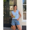 Womens Summer Sleeveless Eyelet Tank Top V Neck Lightweight Sweater Vest | 2026, Knitted, Business Casual, Stretchable, Ribbed, Relaxed, Breathable, Dressy Blouse Shirts, Layering, Fall Outfit Clothes(Lightblue)