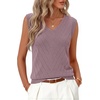 Womens Summer Sleeveless Eyelet Tank Top V Neck Lightweight Sweater Vest | 2026, Knitted, Business Casual, Stretchable, Ribbed, Relaxed, Breathable, Dressy Blouse Shirts, Layering, Fall Outfit Clothes(Grey Purple)