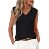 Womens Summer Sleeveless Eyelet Tank Top V Neck Lightweight Sweater Vest | 2026, Knitted, Business Casual, Stretchable, Ribbed, Relaxed, Breathable, Dressy Blouse Shirts, Layering, Fall Outfit Clothes(Black)