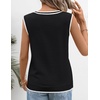 Womens Summer Sleeveless Eyelet Tank Top V Neck Lightweight Sweater Vest | 2026, Knitted, Business Casual, Stretchable, Ribbed, Relaxed, Breathable, Dressy Blouse Shirts, Layering, Fall Outfit Clothes(Trimblack)
