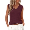 Womens Summer Sleeveless Eyelet Tank Top V Neck Lightweight Sweater Vest | 2026, Knitted, Business Casual, Stretchable, Ribbed, Relaxed, Breathable, Dressy Blouse Shirts, Layering, Fall Outfit Clothes(Wine Red)