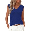 Womens Summer Sleeveless Eyelet Tank Top V Neck Lightweight Sweater Vest | 2026, Knitted, Business Casual, Stretchable, Ribbed, Relaxed, Breathable, Dressy Blouse Shirts, Layering, Fall Outfit Clothes(Royalblue)