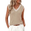 Womens Summer Sleeveless Eyelet Tank Top V Neck Lightweight Sweater Vest | 2026, Knitted, Business Casual, Stretchable, Ribbed, Relaxed, Breathable, Dressy Blouse Shirts, Layering, Fall Outfit Clothes(Trimapricot)