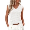 Womens Summer Sleeveless Eyelet Tank Top V Neck Lightweight Sweater Vest | 2026, Knitted, Business Casual, Stretchable, Ribbed, Relaxed, Breathable, Dressy Blouse Shirts, Layering, Fall Outfit Clothes(White)