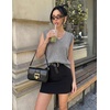 Womens Summer Sleeveless Eyelet Tank Top V Neck Lightweight Sweater Vest | 2026, Knitted, Business Casual, Stretchable, Ribbed, Relaxed, Breathable, Dressy Blouse Shirts, Layering, Fall Outfit Clothes(Gray)