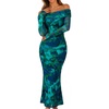MEROKEETY Womens Fall Off Shoulder Floral Bodycon Wedding Guest Maxi Dress | 2026 Long Sleeve, Formal Cocktail, Elegant Party Dinner Long Dress, Date Night, Bridal Shower, Floral Mesh, Prom Dresses(Green)