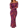 MEROKEETY Womens Fall Off Shoulder Floral Bodycon Wedding Guest Maxi Dress | 2026 Long Sleeve, Formal Cocktail, Elegant Party Dinner Long Dress, Date Night, Bridal Shower, Floral Mesh, Prom Dresses(Purple)