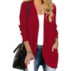 MEROKEETY Womens Long Sleeve Open Front Cardigans Chunky Knit Draped Sweaters Outwear(Red)