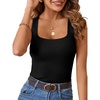 MEROKEETY Womens Summer Casual Ribbed Knit Square Neck Basic Tank Tops 2026 | Fitted, Sleeveless Sweater Top, Trendy Shirt, Versatile Clothes, Stretchable, Soft, Simple Outfit, Classy, Layering Blouse(Black)