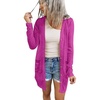 MEROKEETY Womens Summer Lightweight Long Cardigan 2026 Open Front Pockets | Long Sleeve, Button Down, Light Cardigan Sweaters, Loose Outwear, Beach Vacation Cover Up, Trendy Outfits, Fashion Clothes(Magenta)