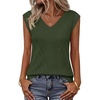 Womens Summer Sleeveless Eyelet Tank Top V Neck Lightweight Sweater Vest | 2026, Knitted, Business Casual, Stretchable, Ribbed, Relaxed, Breathable, Dressy Blouse Shirts, Layering, Fall Outfit Clothes(Army Green)