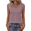 Womens Summer Sleeveless Eyelet Tank Top V Neck Lightweight Sweater Vest | 2026, Knitted, Business Casual, Stretchable, Ribbed, Relaxed, Breathable, Dressy Blouse Shirts, Layering, Fall Outfit Clothes(Grey Purple)