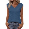 Womens Summer Sleeveless Eyelet Tank Top V Neck Lightweight Sweater Vest | 2026, Knitted, Business Casual, Stretchable, Ribbed, Relaxed, Breathable, Dressy Blouse Shirts, Layering, Fall Outfit Clothes(Dark Blue)