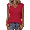 Womens Summer Sleeveless Eyelet Tank Top V Neck Lightweight Sweater Vest | 2026, Knitted, Business Casual, Stretchable, Ribbed, Relaxed, Breathable, Dressy Blouse Shirts, Layering, Fall Outfit Clothes(Red)