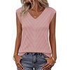 Womens Summer Sleeveless Eyelet Tank Top V Neck Lightweight Sweater Vest | 2026, Knitted, Business Casual, Stretchable, Ribbed, Relaxed, Breathable, Dressy Blouse Shirts, Layering, Fall Outfit Clothes(Pink)