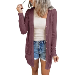 MEROKEETY Womens Summer Lightweight Long Cardigan 2026 Open Front Pockets | Long Sleeve, Button Down, Light Cardigan Sweaters, Loose Outwear, Beach Vacation Cover Up, Trendy Outfits, Fashion Clothes(Maroon)
