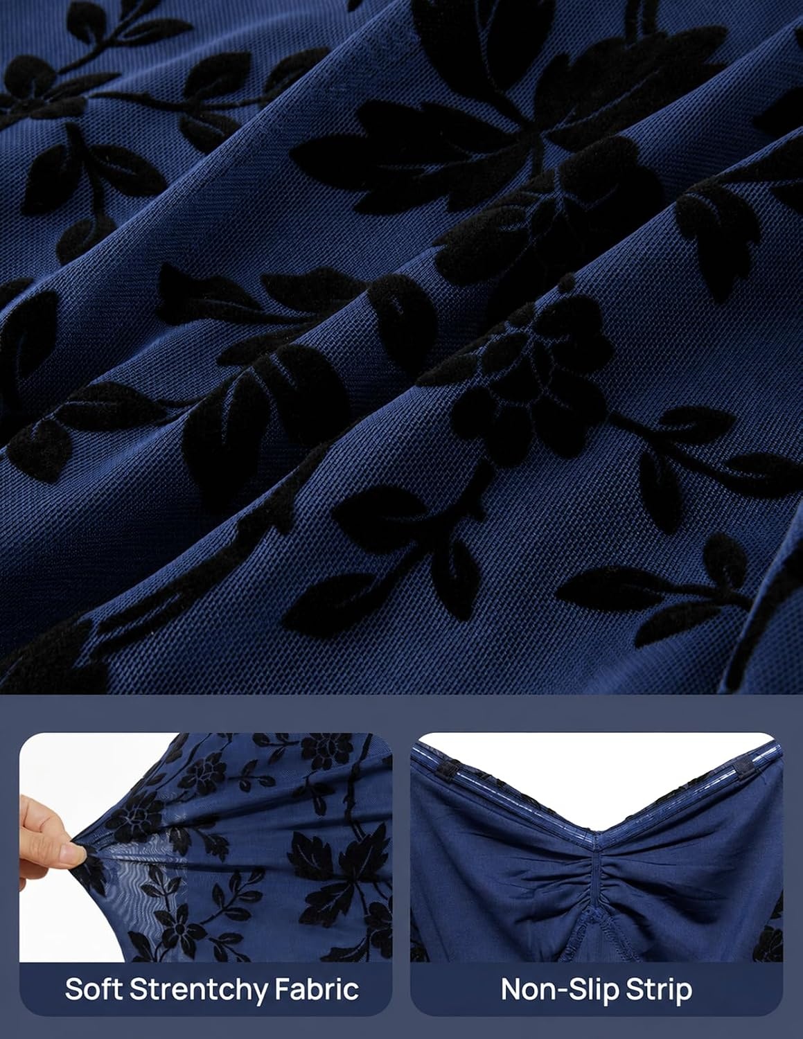 image:imageMEROKEETY Womens Off Shoulder Bodycon Fall 2026 Party Formal Maxi Dress Wedding Guest Cocktail Bell Long Sleeve Floral Mesh Ruched Bust 2026 Winter Elegant Sexy Trendy Date Night Club DressesNavy
