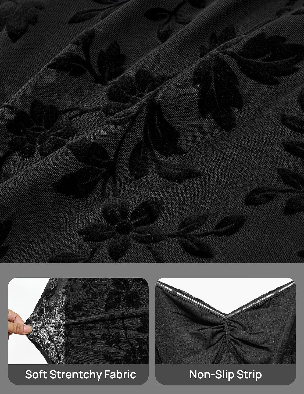 image:imageMEROKEETY Womens Off Shoulder Bodycon Fall 2026 Party Formal Maxi Dress Wedding Guest Cocktail Bell Long Sleeve Floral Mesh Ruched Bust 2026 Winter Elegant Sexy Trendy Date Night Club DressesBlack