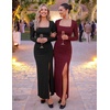 MEROKEETY Women’s Fall Long Sleeve Bodycon 2026 Wedding Guest Maxi Dress | Elegant Square Neck, Ruched, Side Slit, Slim Fit, Formal Cocktail Party, Sexy Trendy Fashion, Date Night Prom Long Dresses(Black)