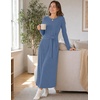 MEROKEETY Women’s Fall Long Sleeve Casual T Shirt Work Maxi Dress | Tie Waist, Wrap, Crew Neck, Business Casual, Slim Fit, Long Dress, Elegant, Solid Color, 2026 Winter, Dressy, Vacation(Dusty Blue)