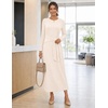 MEROKEETY Women’s Fall Long Sleeve Casual T Shirt Work Maxi Dress | Tie Waist, Wrap, Crew Neck, Business Casual, Slim Fit, Long Dress, Elegant, Solid Color, 2026 Winter, Dressy, Vacation(Blush Pink)