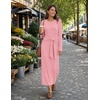 MEROKEETY Women’s Fall Long Sleeve Casual T Shirt Work Maxi Dress | Tie Waist, Wrap, Crew Neck, Business Casual, Slim Fit, Long Dress, Elegant, Solid Color, 2026 Winter, Dressy, Vacation(Pink)