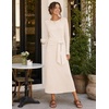 MEROKEETY Women’s Fall Long Sleeve Casual T Shirt Work Maxi Dress | Tie Waist, Wrap, Crew Neck, Business Casual, Slim Fit, Long Dress, Elegant, Solid Color, 2026 Winter, Dressy, Vacation(Blush Pink)