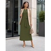 MEROKEETY Women’s Fall Long Sleeve Casual T Shirt Work Maxi Dress | Tie Waist, Wrap, Crew Neck, Business Casual, Slim Fit, Long Dress, Elegant, Solid Color, 2026 Winter, Dressy, Vacation(Army)