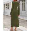 MEROKEETY Women’s Fall Long Sleeve Casual T Shirt Work Maxi Dress | Tie Waist, Wrap, Crew Neck, Business Casual, Slim Fit, Long Dress, Elegant, Solid Color, 2026 Winter, Dressy, Vacation(Army)