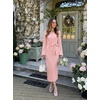 MEROKEETY Women’s Fall Long Sleeve Tie Waist Boat Neck Elegant Midi Dresses | Ruched Waist, Trendy Bell Sleeve, Back Slit, Slimming Fit, Business Casual, Formal Wedding Guest Cocktail Dress, Work Outfits(Pink)