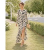 MEROKEETY Women’s Fall Wedding Guest Cocktail Formal Maxi Dresses | Long Sleeve, Floral, Boat Neck, Bodycon, Asymmetric Ruffle Hem, Mesh, Sexy High Slit, Bridesmaid, Dinner, 2026 Long Dress(Apricot)