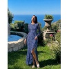 MEROKEETY Women’s Fall Wedding Guest Cocktail Formal Maxi Dresses | Long Sleeve, Floral, Boat Neck, Bodycon, Asymmetric Ruffle Hem, Mesh, Sexy High Slit, Bridesmaid, Dinner, 2026 Long Dress(Dusty Blue)