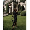 MEROKEETY Women’s Fall Wedding Guest Cocktail Formal Maxi Dresses | Long Sleeve, Floral, Boat Neck, Bodycon, Asymmetric Ruffle Hem, Mesh, Sexy High Slit, Bridesmaid, Dinner, 2026 Long Dress(Black)