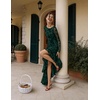 MEROKEETY Women’s Fall Wedding Guest Cocktail Formal Maxi Dresses | Long Sleeve, Floral, Boat Neck, Bodycon, Asymmetric Ruffle Hem, Mesh, Sexy High Slit, Bridesmaid, Dinner, 2026 Long Dress(Dark Green)