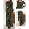 MEROKEETY Women’s Fall Wedding Guest Cocktail Formal Maxi Dresses | Long Sleeve, Floral, Boat Neck, Bodycon, Asymmetric Ruffle Hem, Mesh, Sexy High Slit, Bridesmaid, Dinner, 2026 Long Dress(Army Green)