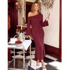 MEROKEETY Women’s Lace Off The Shoulder Wedding Guest Maxi Dress 2026 | Floral Jacquard, Bell Long Sleeve, Fitted, Bodycon, Ruched, Lined, Elegant Formal Outfifs, Cocktail Party Date Night Dresses(Burgundy)