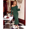 MEROKEETY Women’s Lace Off The Shoulder Wedding Guest Maxi Dress 2026 | Floral Jacquard, Bell Long Sleeve, Fitted, Bodycon, Ruched, Lined, Elegant Formal Outfifs, Cocktail Party Date Night Dresses(Darkgreen)