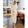 MEROKEETY Women’s Long Sleeve Bodycon Fall Wedding Guest Elegant Maxi Dress | Modest Work Business Casual Church, Dressy Formal Cocktail Party Long Dress, Boat Neck, Slim Fit, Lined, 2026 Trendy Fashion(Apricot)