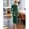 MEROKEETY Women’s Long Sleeve Bodycon Fall Wedding Guest Elegant Maxi Dress | Modest Work Business Casual Church, Dressy Formal Cocktail Party Long Dress, Boat Neck, Slim Fit, Lined, 2026 Trendy Fashion(Green)