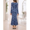 MEROKEETY Womens Long Sleeve Floral Ruched Fall Wedding Guest Dress 2026 | Formal Maxi Dress, Square Neck, Mermaid Hem, Stretchy, Lined, Bodycon, Cocktail Party, Baby Shower, Bridal, Holiday dress(Dustyblue)