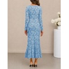 MEROKEETY Womens Long Sleeve Floral Ruched Fall Wedding Guest Dress 2026 | Formal Maxi Dress, Square Neck, Mermaid Hem, Stretchy, Lined, Bodycon, Cocktail Party, Baby Shower, Bridal, Holiday dress(Blue)