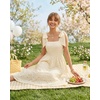 MEROKEETY Women’s Summer Eyelet Square Neck Sundress 2026 Spring Sleeveless Flowy A Line Beach Vacation Long Maxi Dress(Apricot)