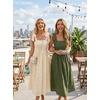 MEROKEETY Women’s Summer Eyelet Square Neck Sundress 2026 Spring Sleeveless Flowy A Line Beach Vacation Long Maxi Dress(Apricot)