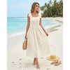 MEROKEETY Women’s Summer Eyelet Square Neck Sundress 2026 Spring Sleeveless Flowy A Line Beach Vacation Long Maxi Dress(Apricot)